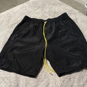 Forever 21 Black Athletic Shorts with Yellow Accent